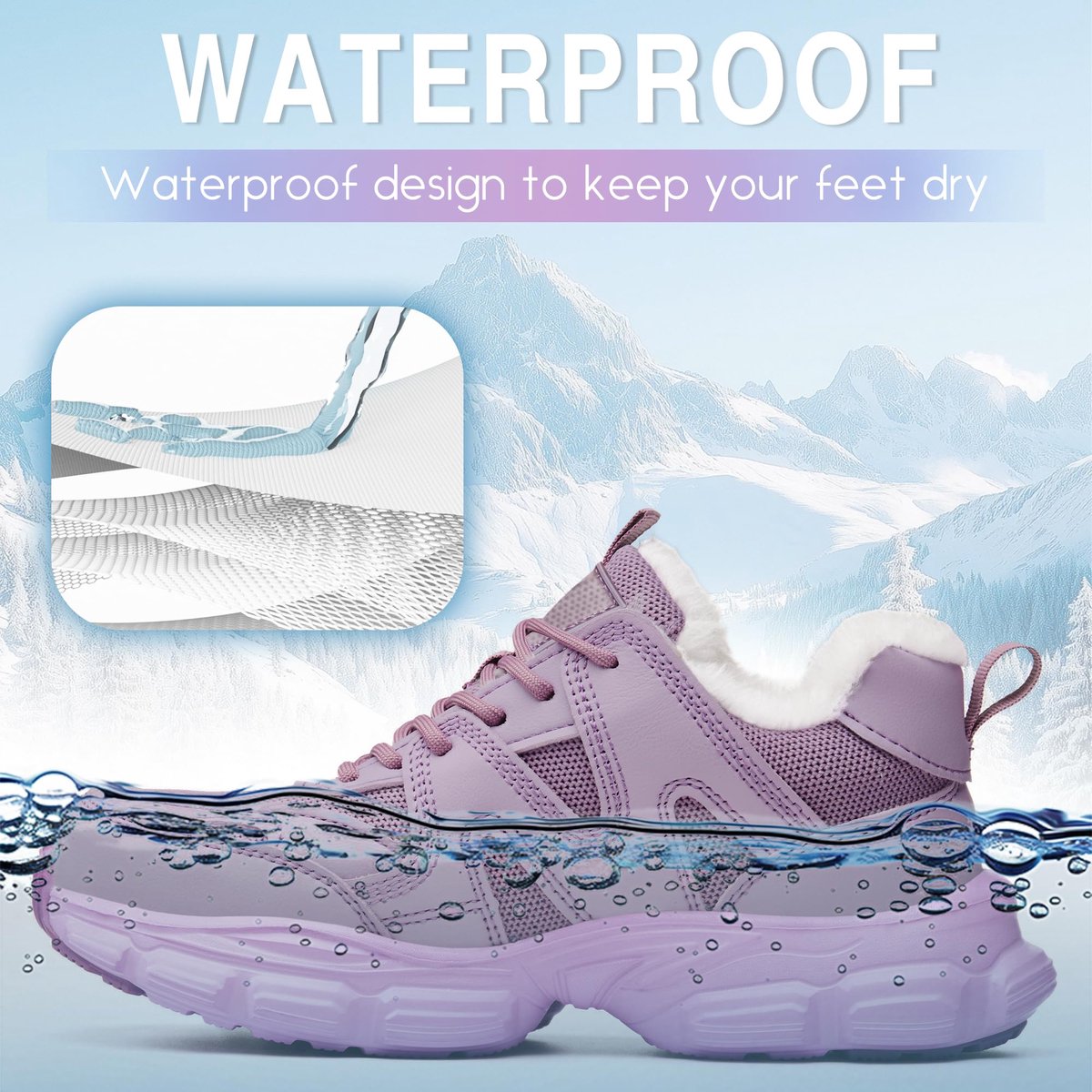 SnelShoppen - Waterdichte Winter Veiligheidsschoenen Dames met Stalen Neus - Lichtgewicht Comfortabele Werkschoenen Paars Maat 38 voor Bouw, Tuin en K