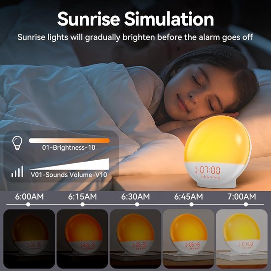 Weklicht Zonsopgang - Wakkere lamp therapielicht - Rustig Wakker Worden - 10.000 Lux Lichttherapie - 11 Sfeerverlichting - Multicolor — afbeelding 4