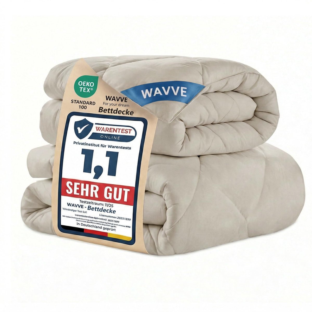 SnelShoppen - WAVVE Dekbed 135x200 2-delige set - Zomer 150 g/m² + 4 seizoenen 300 g/m² = Winter 450 g/m² - Eenpersoons Microvezel Dekbed Beige - Perf