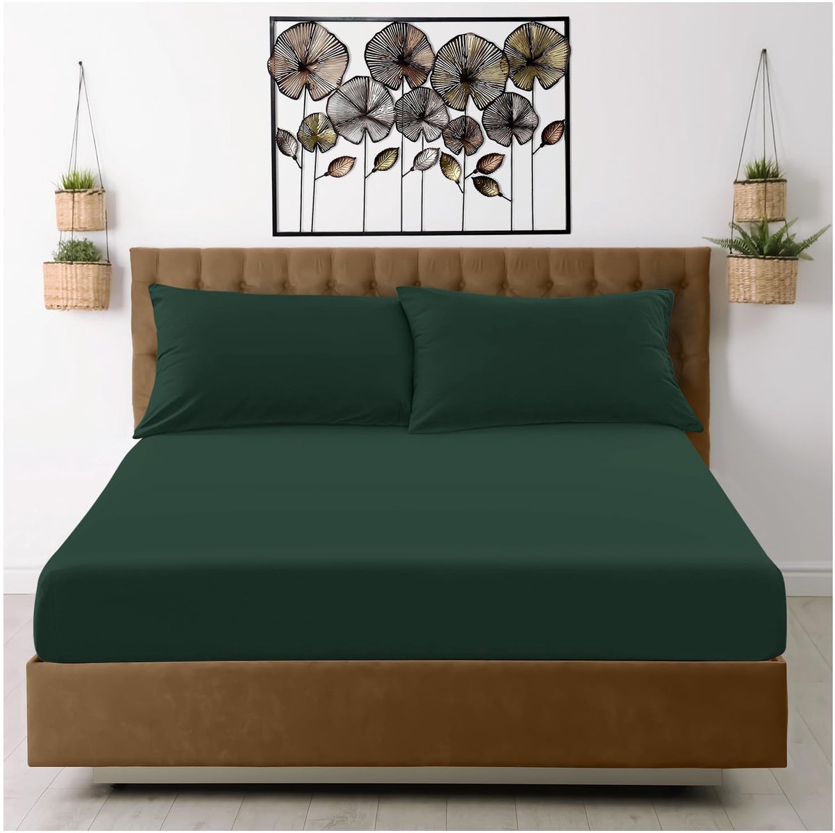 SnelShoppen - Hoeslaken eenpersoonsbed 91 x 193 cm - Donkergroen Microvezel - Effen Geverfd - 25 cm Diep Onderlaken - Kreuk- en Vervagingsbestendig -