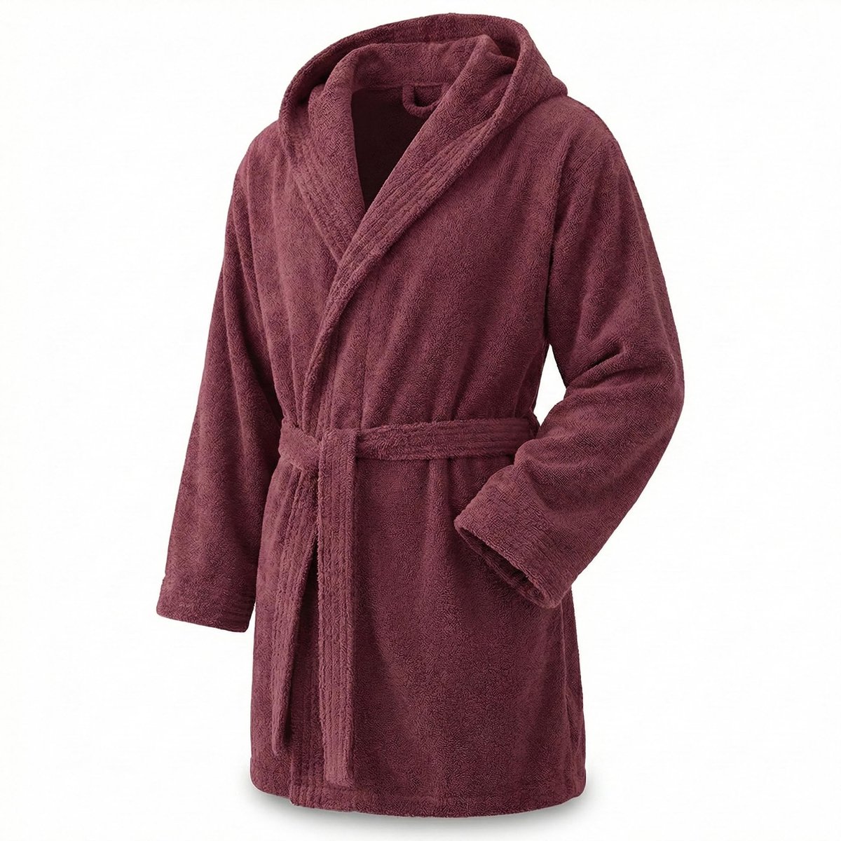 SnelShoppen - Elegante badjas voor dames en heren, 100% katoen, 500 g/m², met capuchon of zonder capuchon, zacht en absorberend, Granaat, XXL voor dou