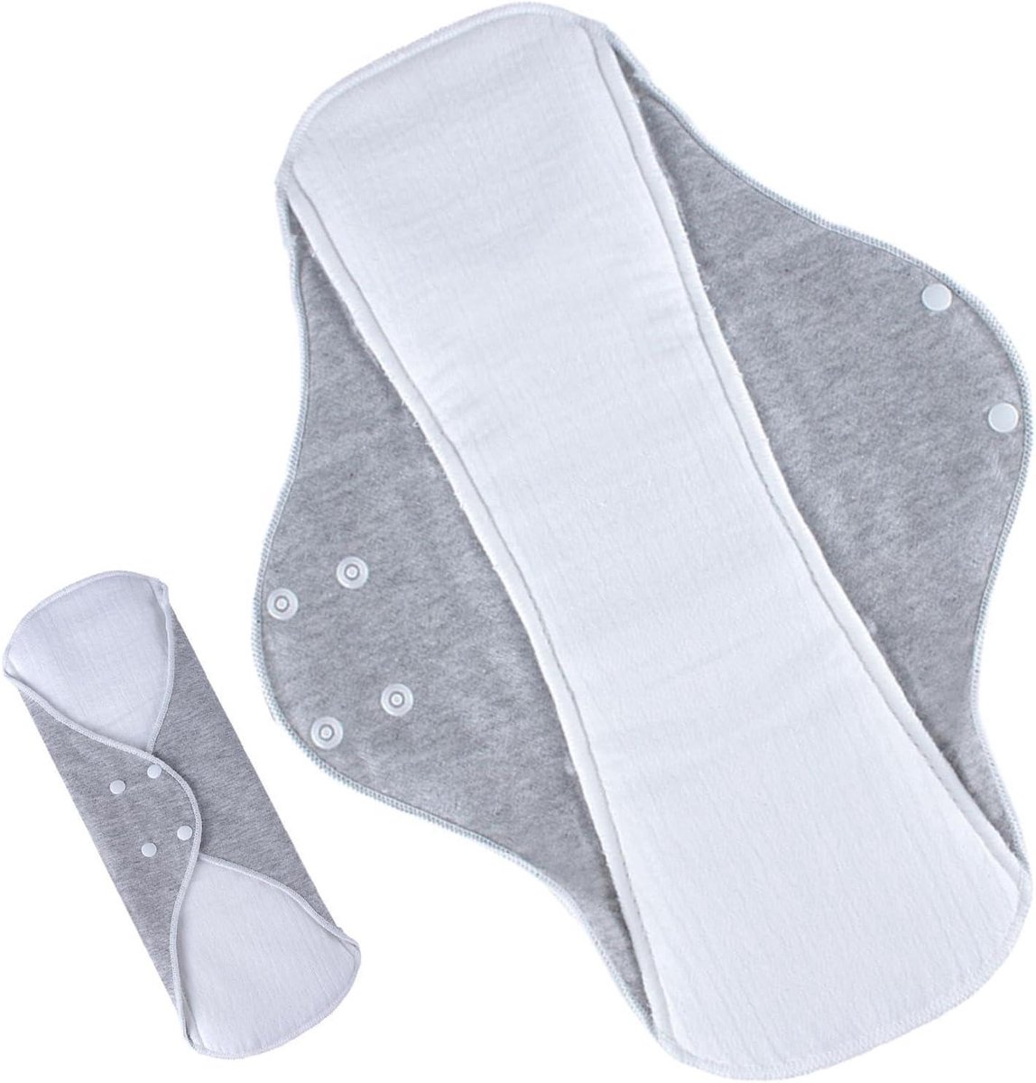 Wasbaar Menstruatieverband - Herbruisbaar Inlegkruisje - Comfortabele Hygiëne - Ademend Zacht Katoen - L-formaat 22x28cm - Grijs Geel Koraal Groen