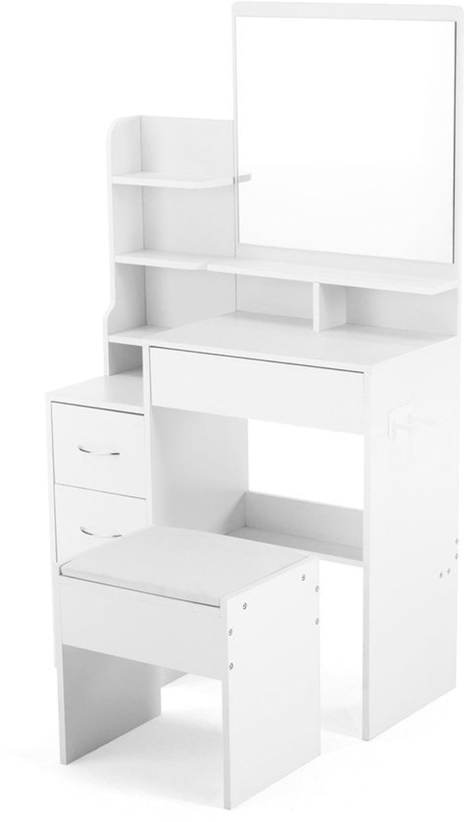 Kaptafel – Make-up Tafel – Dressing Table – Schminktisch – Vanity Table – Wit – 4 Laden Op