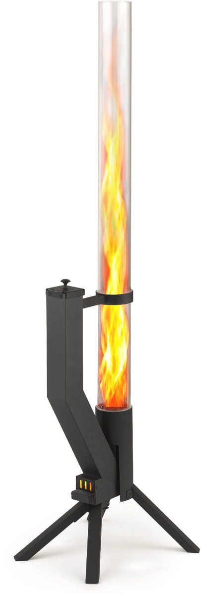 SnelShoppen - Vuurbuis Roestvrijstaal, Elegante Terrasverwarmer, Tuinhaard en Pelletfakkel, Zwart Gepoedercoat, Perfect voor Tuin, Terras, Feesten en