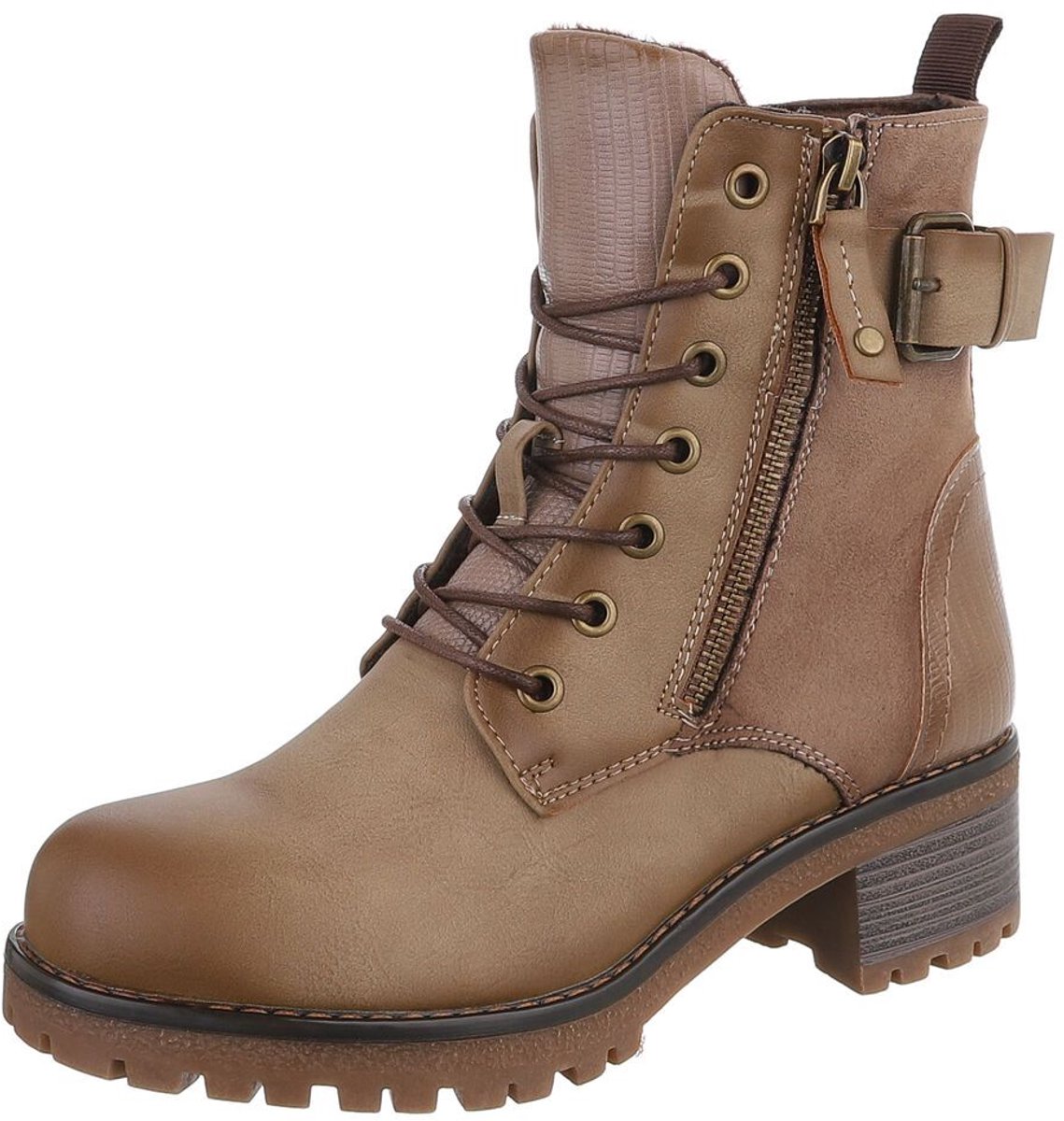 Veterboots - ritssluiting en riemsluiting - dames Mt:37