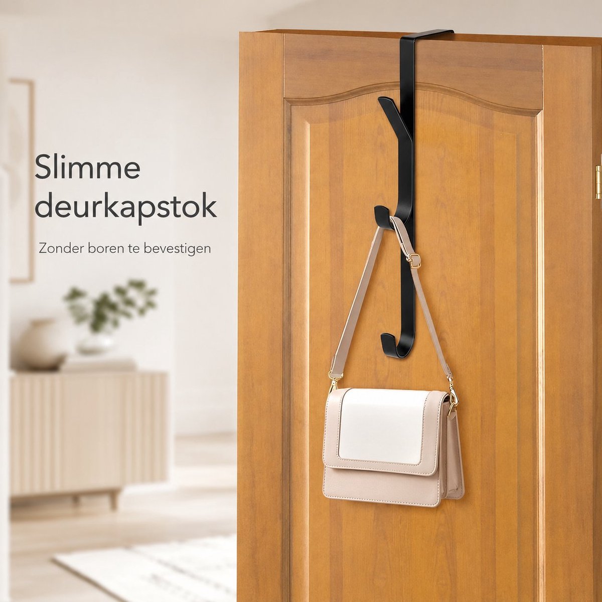 Arvion Deurkapstok 3 Haken – Verticale Ophanghaak RVS – Voor Jassen, Handdoeken en Accessoires – Zwart
