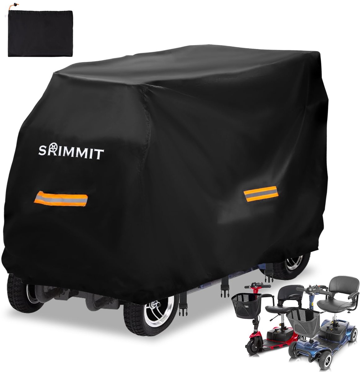 SnelShoppen - Upgraded Mobility Scooter Cover - Heavy Duty 420D Oxford Stof - Waterdicht, UV-Bestendig, Duurzaam met Reflecterende Strips en 3 Gespen