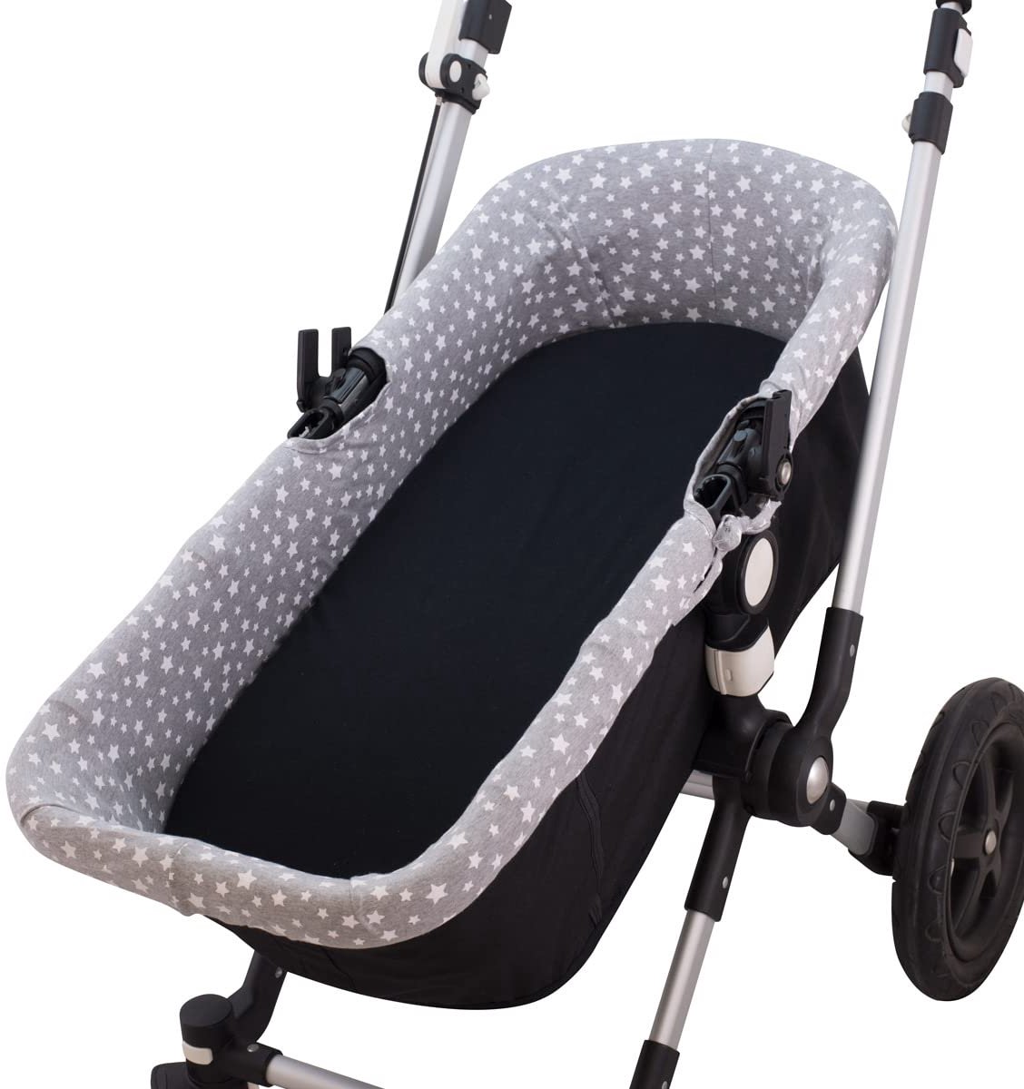 SnelShoppen - Hoes voor reiswieg - Wieghoes met sterren - Beschermhoes voor babywieg - Wit met sterrenpatroon - Ideaal voor onderweg, vakantie, en thu