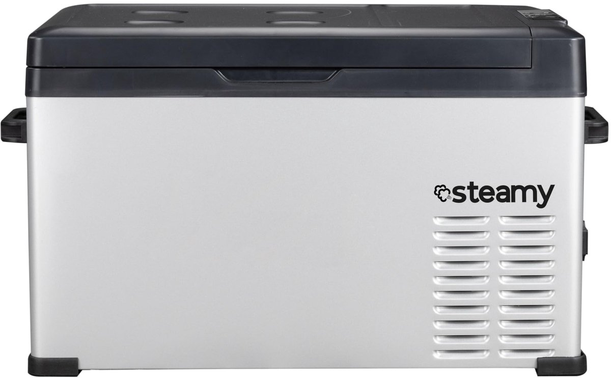 SnelShoppen - Elektrische Compressor Koelbox 27 Liter, Steamy-E Single Zone 30, Zilver, 12V/230V, Vriezen en Koelen van -20 tot +20, Ideaal voor Campi