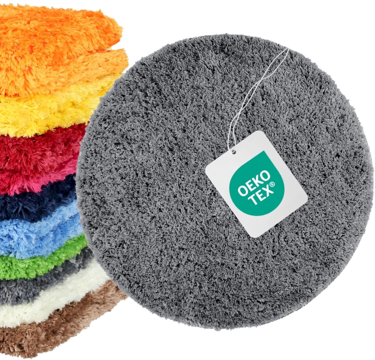 SnelShoppen - Badkamer Tapijt Grijs - Antislip Badmat Set - Machinewasbaar Toiletmat Ø 56cm - Luxe Badkameraccessoires - Comfortabel en Stijlvol
