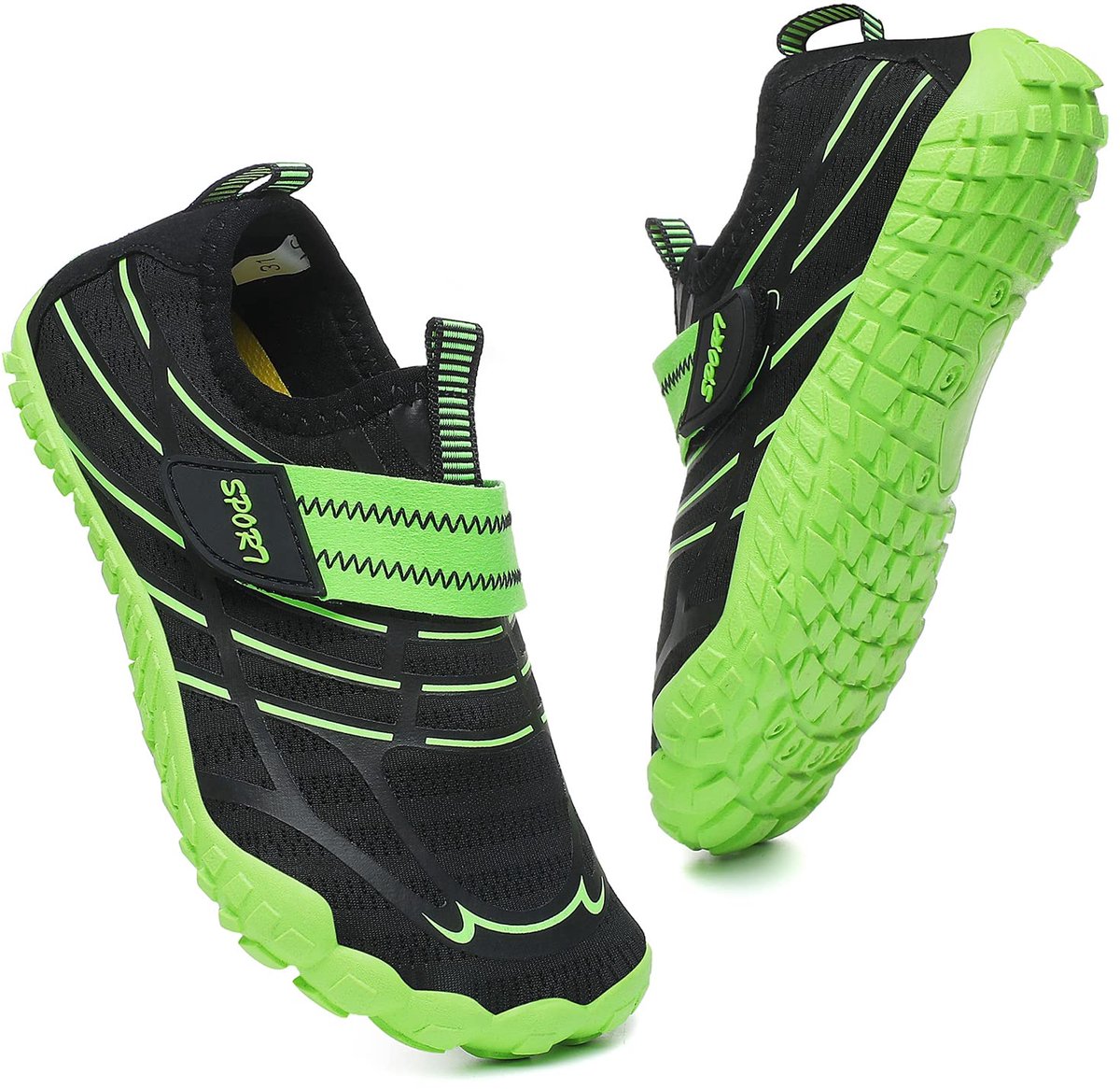 SnelShoppen - Kinderwaterschoenen, Sneldrogende Strandschoenen voor Jongens en Meisjes, Antislip Badschoenen, Lichte Blotevoetensportschoenen, Groene