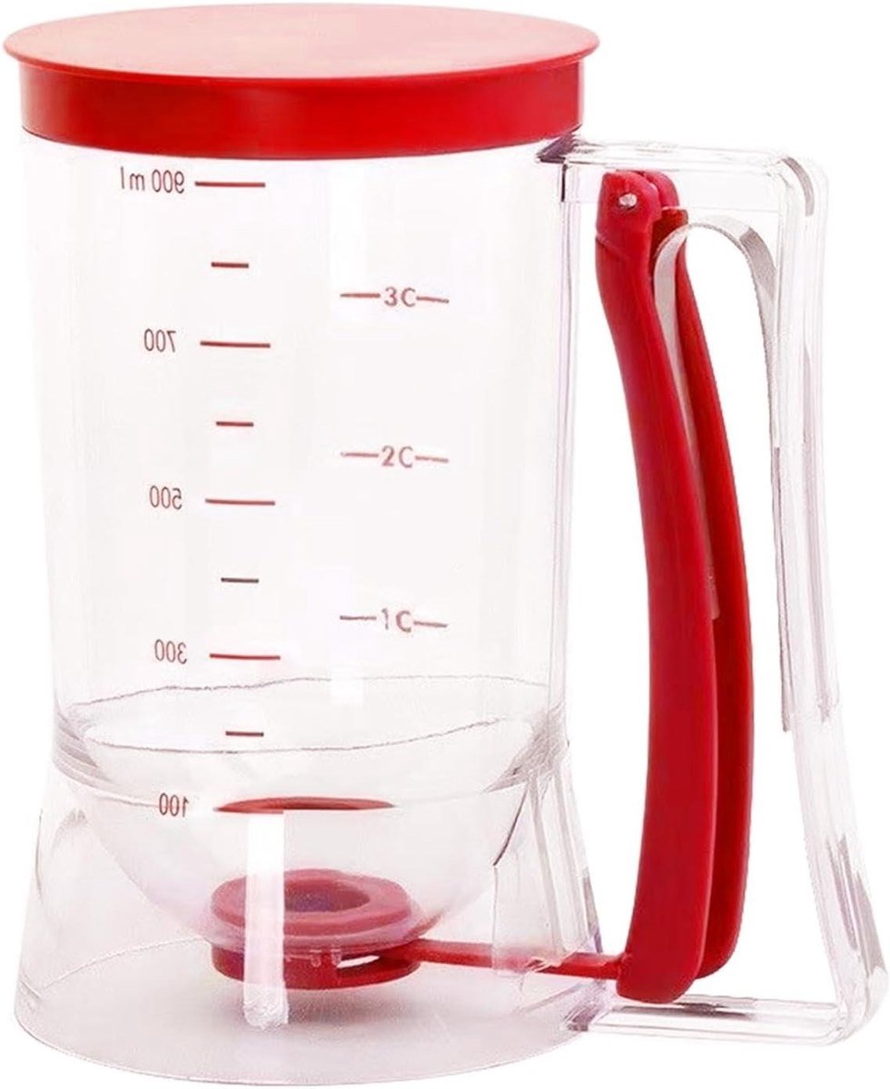 Pannenkoeken Beslag Dispenser - Beslag Trechter - Muffins Bakken - Lekvrij Ontwerp - 900 ml - Rood