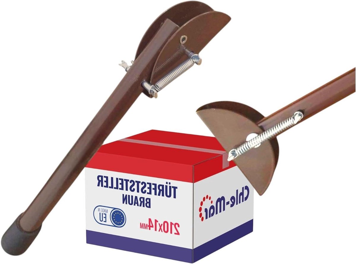 Deurvastzetter Vloer - Deurstopper Deurhouder - Doorgang Vrijhouden - Corrosiebestendig Gelakt Staal - 210x14 mm - Bruin