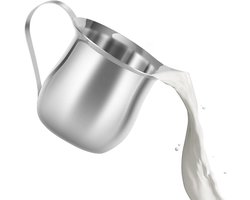 Melkkannetje Opschuimen - Melkkan Schuimuitloop - Koffie Kunst Maken - Anti-hitte Structuur - 240 ml - Zilver