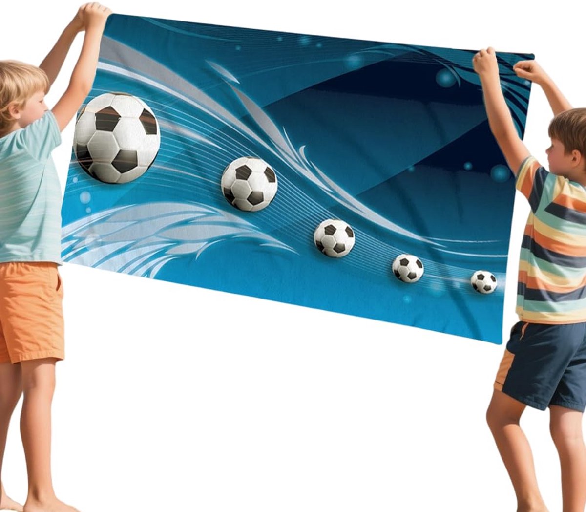 SnelShoppen - Bedrukt Voetbalstrandlaken 160x80 cm - Licht en Sneldrogend Strandhanddoek - Ideaal voor Buitensporten, Camping, Vakantie en Strandplezi