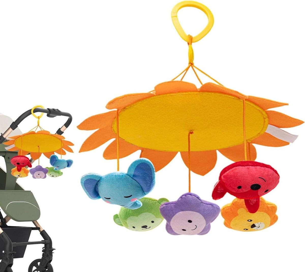 Babymobiel Pluche Hanger - Kinderbed Mobiel - Ontwikkeling Stimuleren - Zachte Bel Geluiden - 27 x 21 x 5 cm