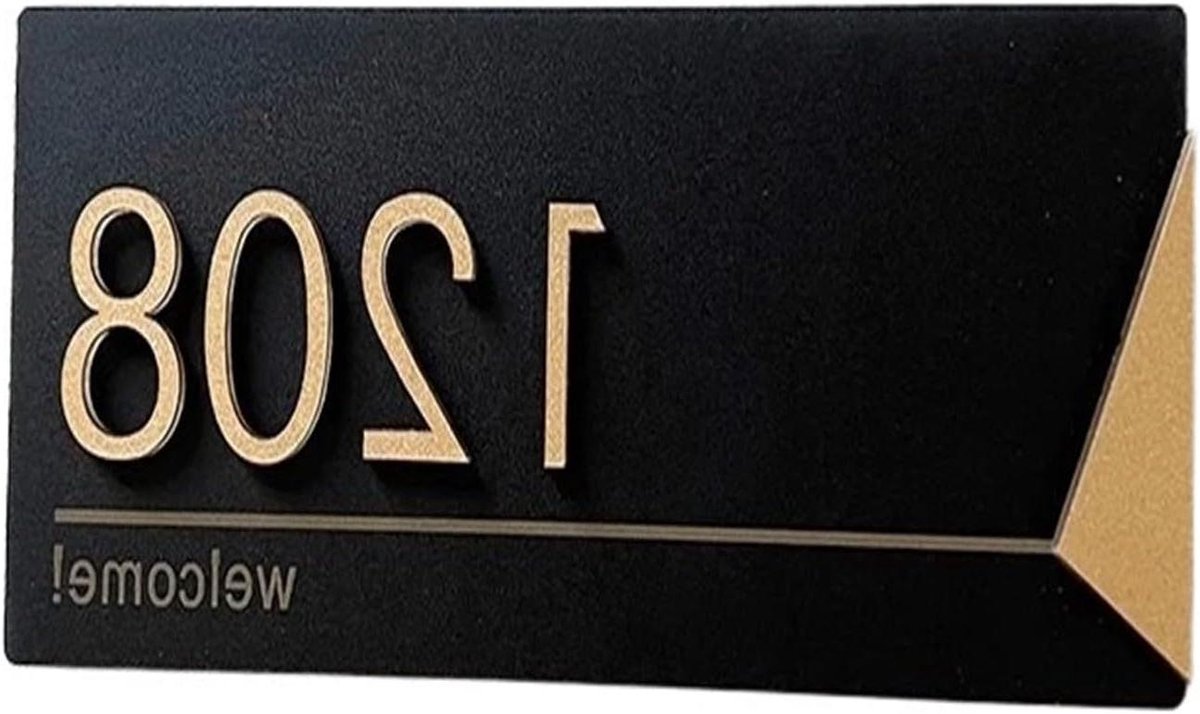 Acryl Deur Plaat - Huisnummer Bord - Adres Aangeven - Moderne Stijl - 30x12cm - Goud