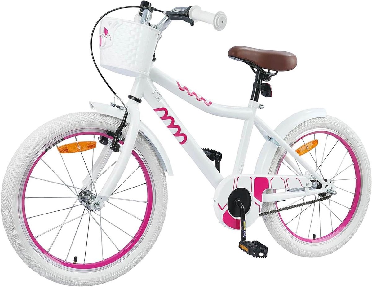 Kinderfiets Jeugdfiets Meisjesfiets Vrije Tijd Fietsen Verstelbaar Stuur Zadel 18 inch Wit