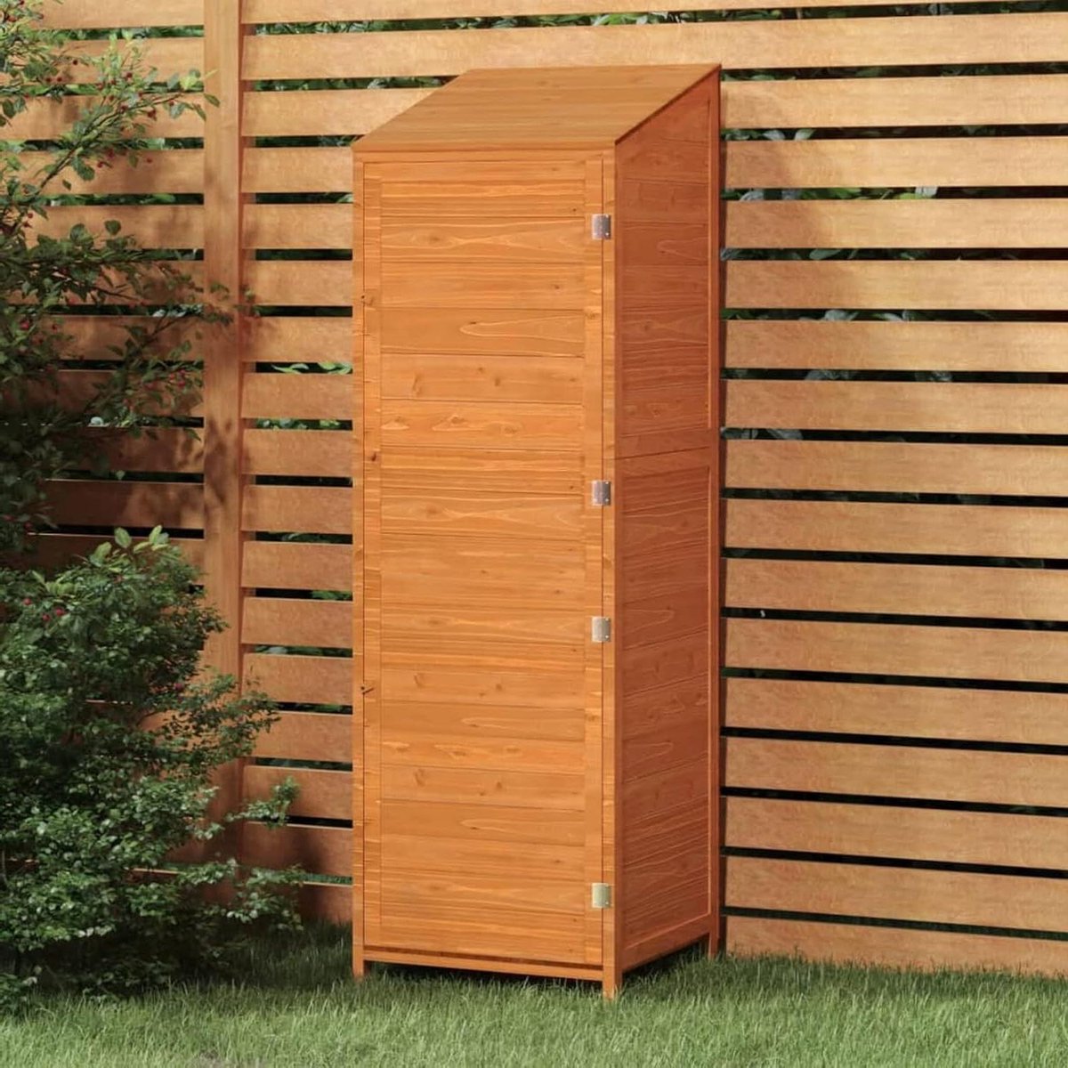 Tuinkast Hout - Opbergkast Tuin - Tuinspullen Opbergen - Groomd Hout - 55 x 52 x 175 cm - Bruin