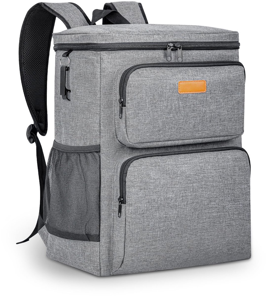 SnelShoppen - Thermo-rugzak 33L, waterdichte koeltas, grote picknickrugzak, draagbare lunchtas voor barbecue, strand en buitenactiviteiten - Grijs