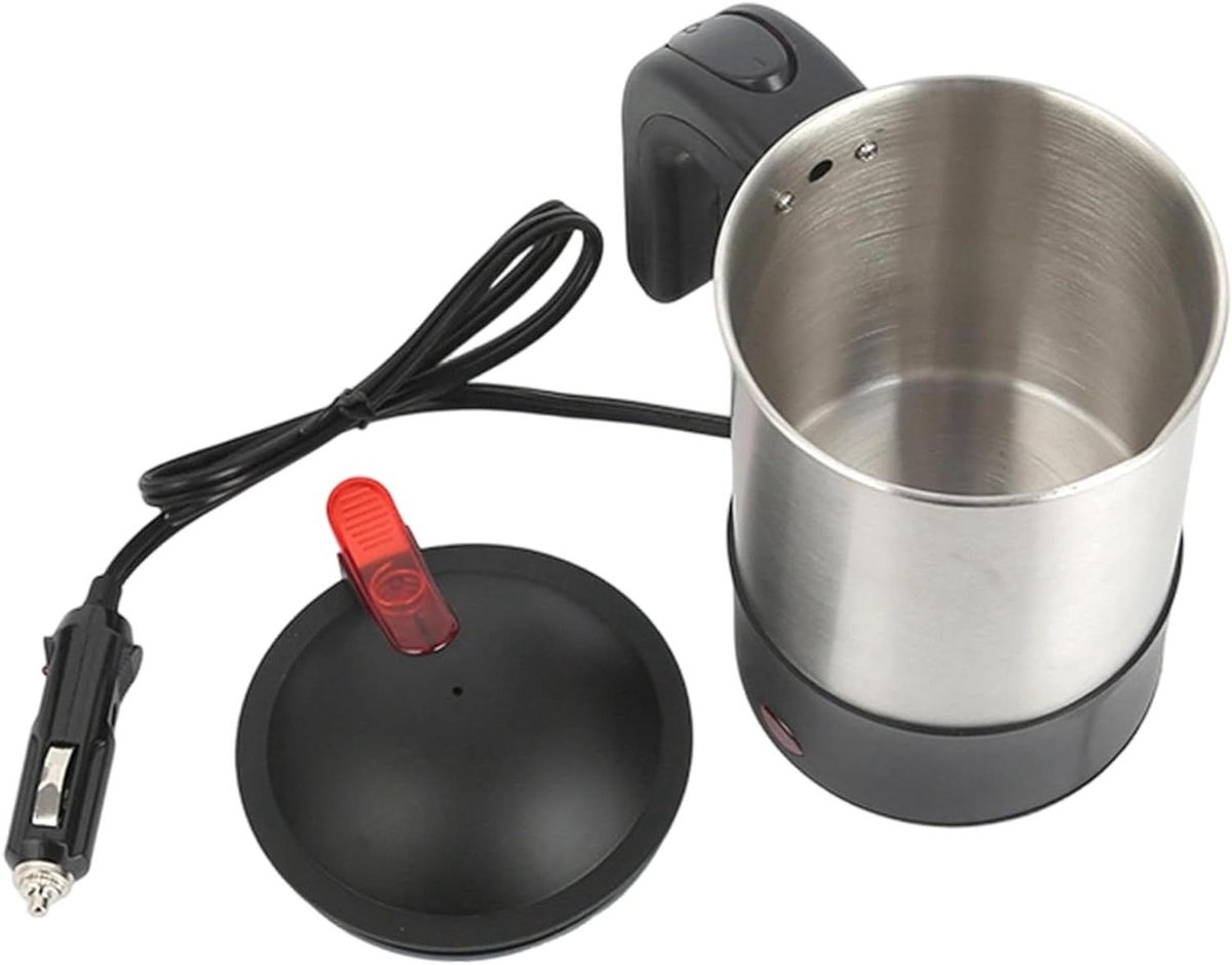 Auto Waterkoker - Draagbare Ketel - Reizen en Woon-werkverkeer - Automatische Uitschakeling - 18 x 15 x 12 cm - Zilver