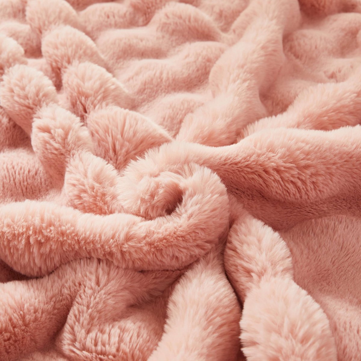SnelShoppen - Knuffeldeken Konijn Pluche Harig Dekentje 1000GSM Flanellen Deken Zachte Warme Sofadeken Roze 160x200cm Veelzijdig Voor Bed Bank Slaapka