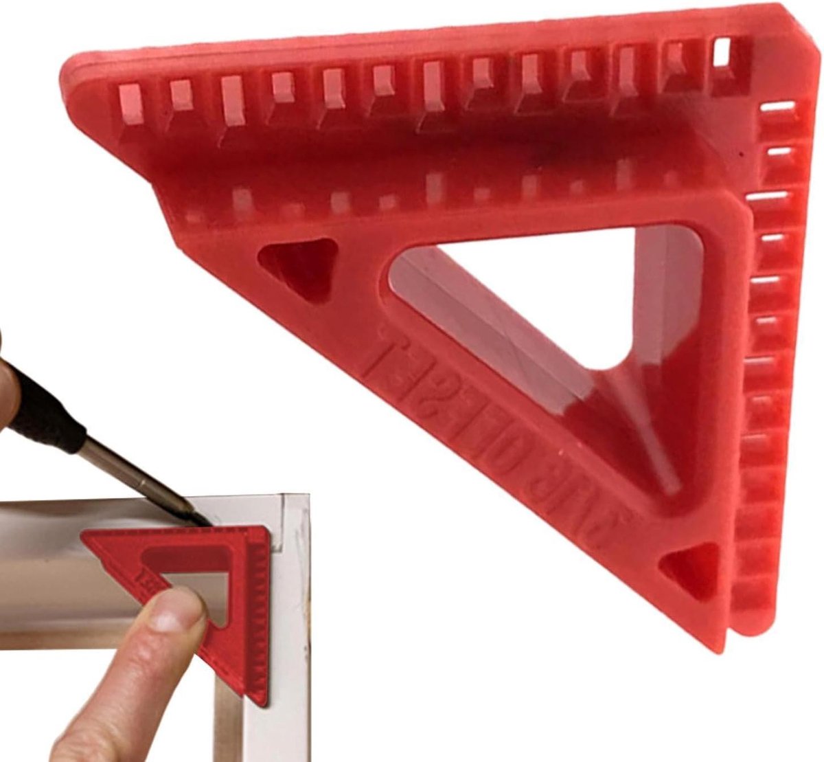 Deurprofiel Aftekenhulp - Afstandshouder Houtbewerking - Precisie Aftekenen - Antislip Handgreep - 6.8 x 3.5 x 1.6 cm - Rood