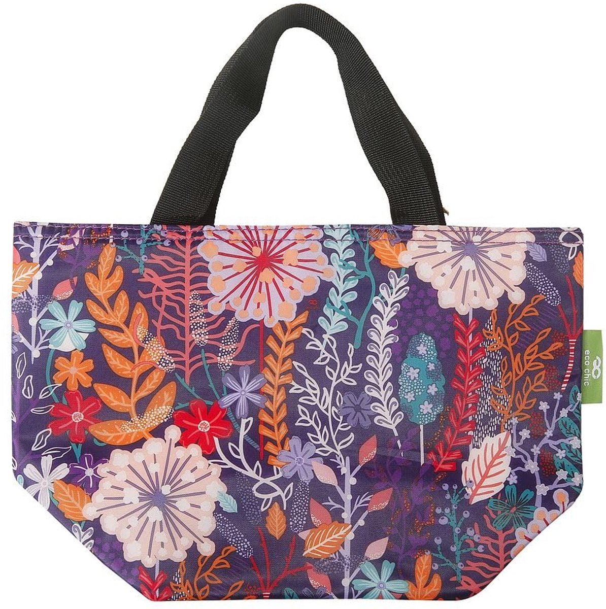 SnelShoppen - Lichtgewicht Opvouwbare Geïsoleerde Lunch Bag - Waterbestendige Koelere Zak voor Picknick, School, Werk - Weelderige Bloemen Paars