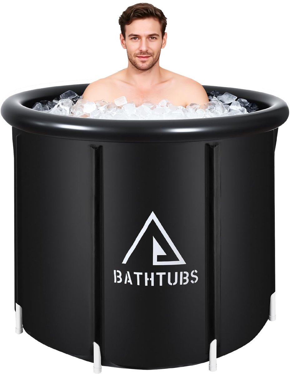 SnelShoppen - Opvouwbare IJsbad Badkuip Voor Volwassenen - Vrijstaand Opblaasbaar Ice Tub Ø80x65cm - Zwart - Perfect Voor Feest, Camping, Tuin, Ontspa