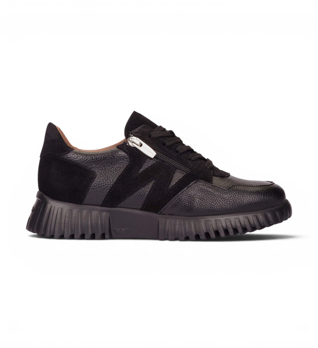 Wonders Zwarte leren sneakers Tren
