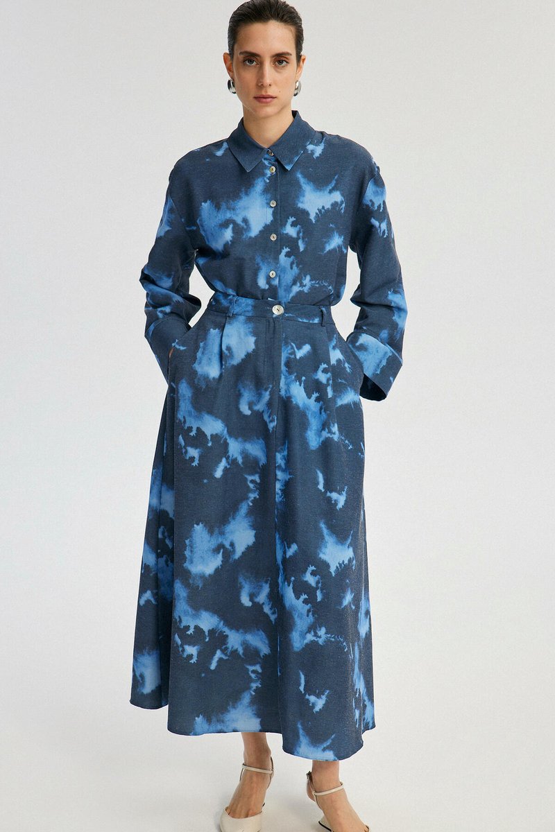 Touché Privé - A-lijn tie-dye rok - Blauw - Dames