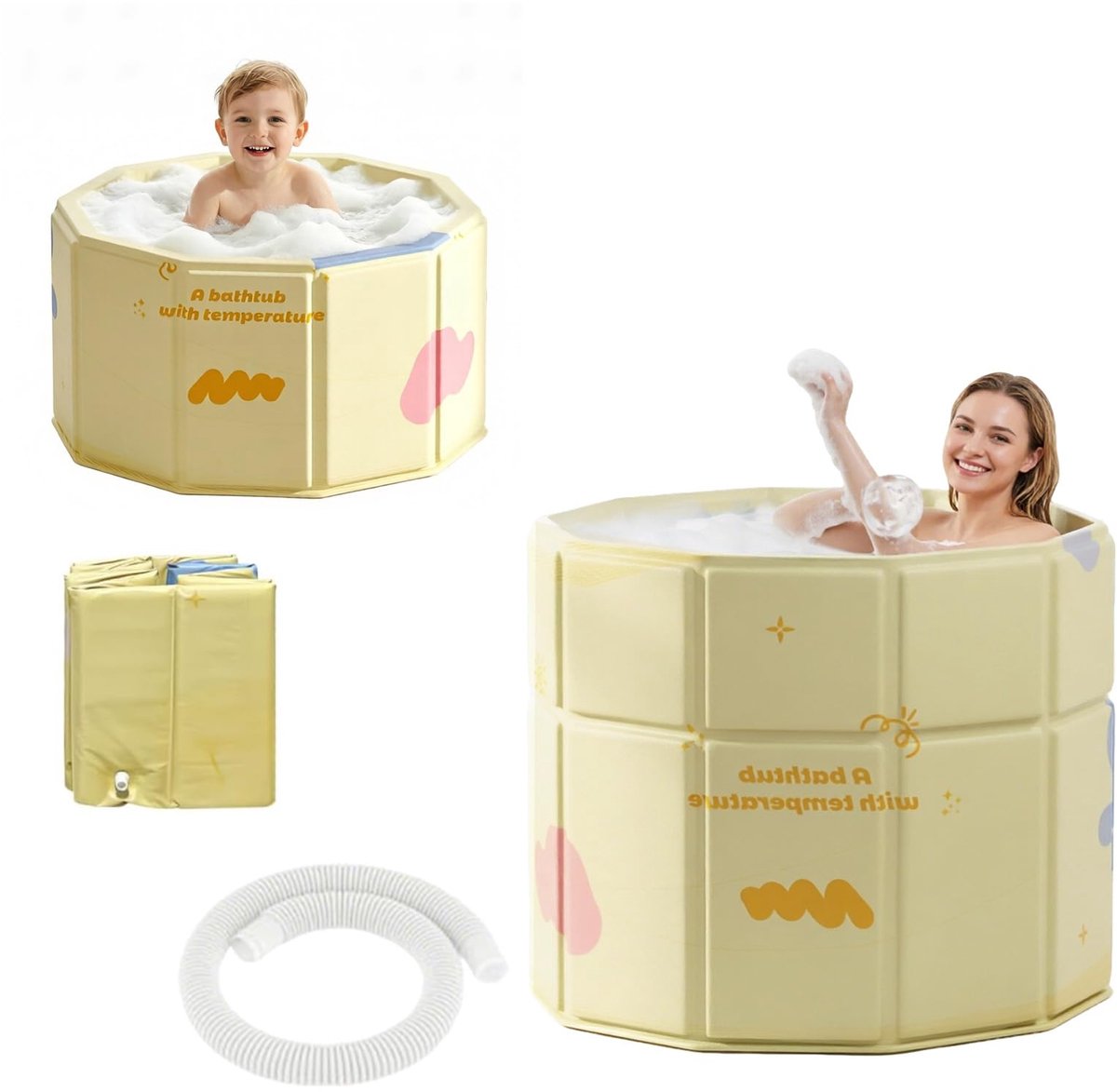 SnelShoppen - Opvouwbare Badkuip voor Volwassenen - IJsbad en Heet Water - 70 cm - Ideaal voor Kleine Badkamers, Senioren en Kinderen - Perfect voor F