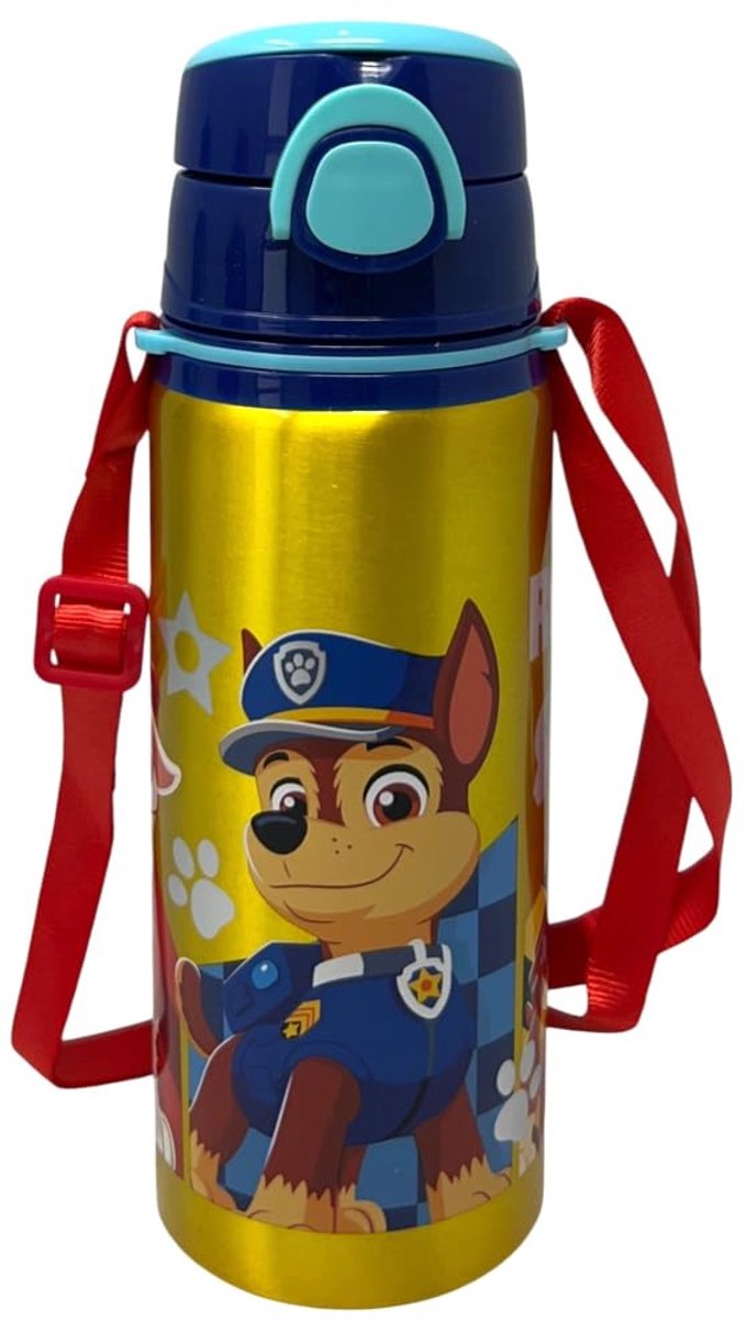 SnelShoppen - Aluminium Drinkfles met Rietje 730 ml voor Kinderen - Automatische Opening, Schouderriem, Ideaal voor Feest, Camping, School en Sport