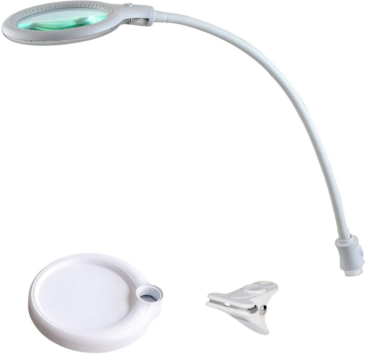 SnelShoppen - LED Vergrootlamp met Klem, 3 Dioptrie Vergrootglas met Licht, 550 Lumen Bureaulamp voor Lezen, Hobby, Knutselen, Wit