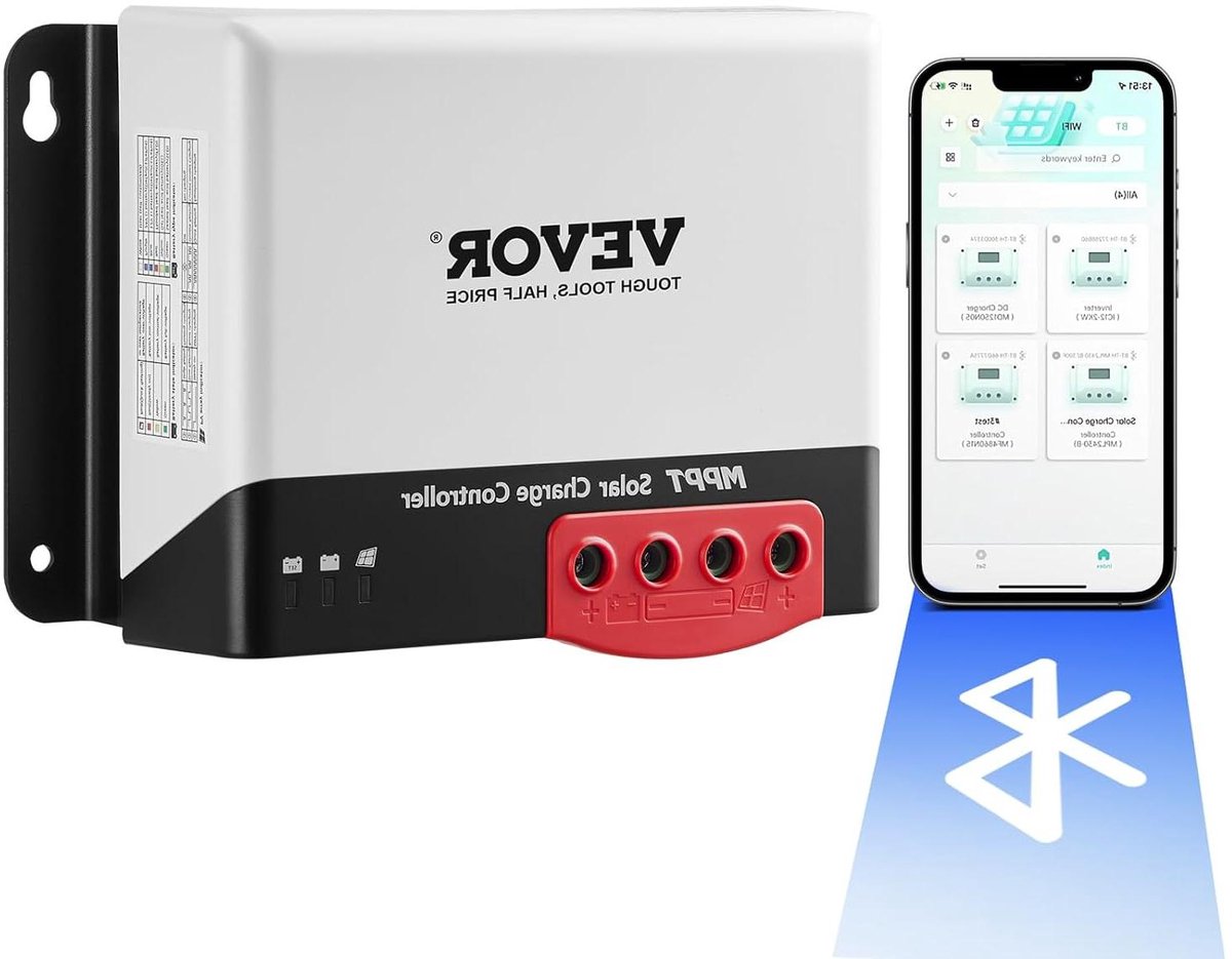 Zonnelaadregelaar MPPT - Laadregelaar Zonnepaneel - Energie Opslag - Efficiënte Conversie - 50 A - Wit Zwart