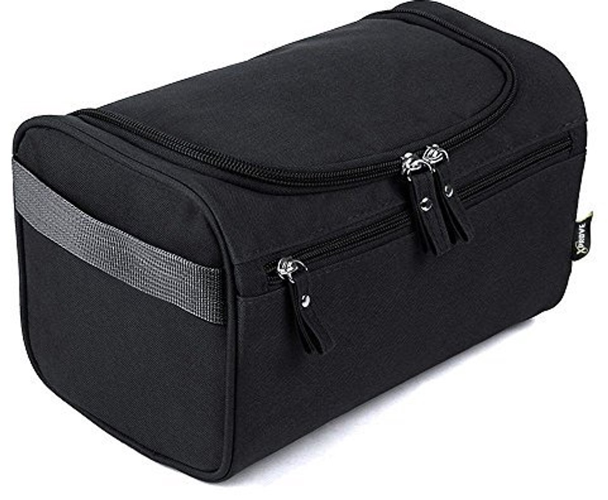 SnelShoppen - Designer Reistoilettas Heren Zwart - Ophang Toilettas met 4.5 Liter Ruimte - Metalen Ophanghaken - Handig en Casual voor Reizen, Camping