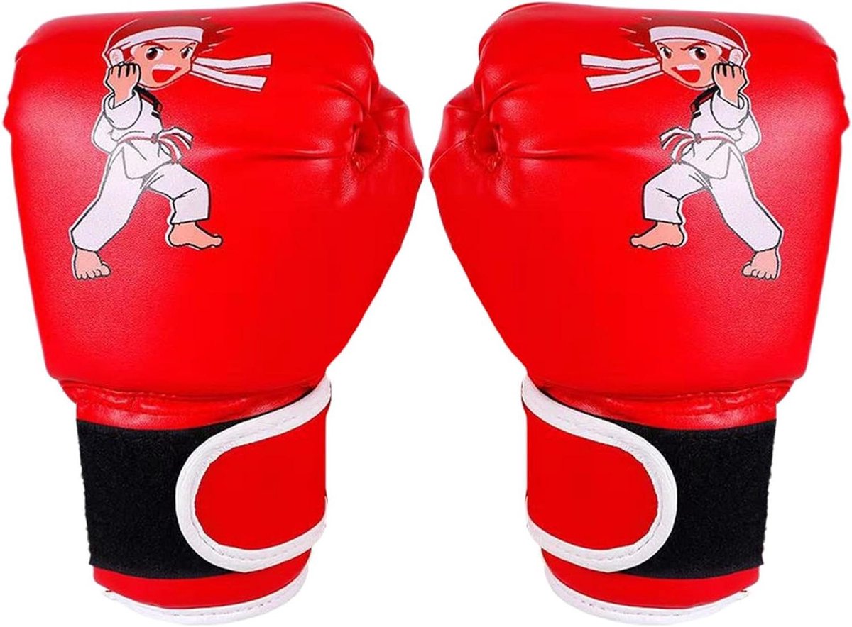 Kinder Bokshandschoenen - Jeugd Trainingshandschoenen - Boksen Trainen - Met Polsondersteuning - Leeftijd 3-13 - Rood