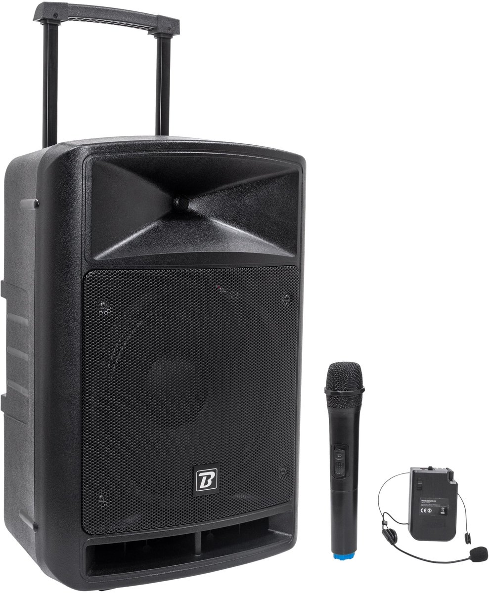 SnelShoppen - Draagbaar Geluidssysteem 600W met Bluetooth, USB-speler, SD en Microfoon voor Feesten, Karaoke, DJ's en Straatshows - Zwart