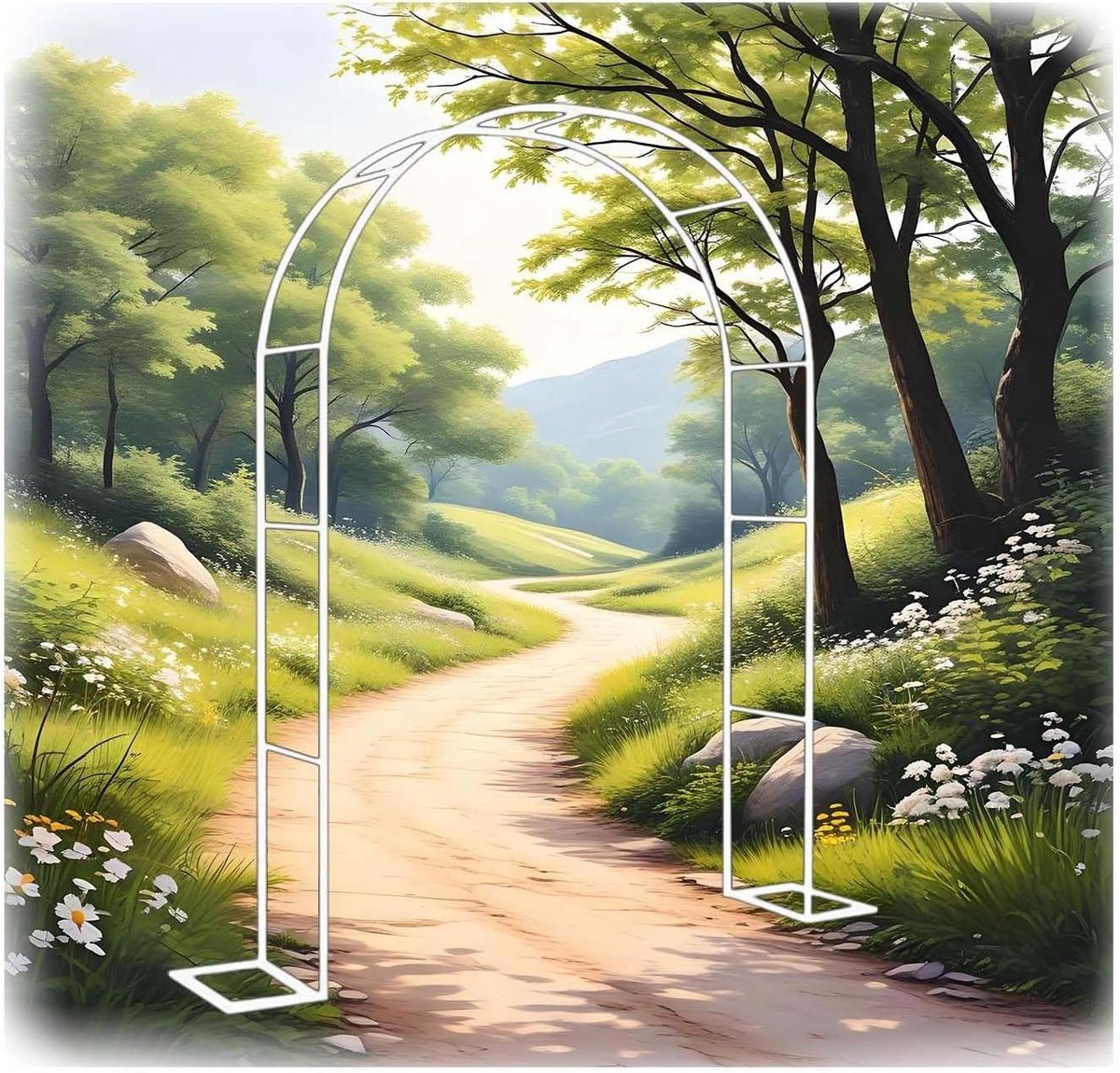 Tuinboog Klimplanten - Decoratieve Boog - Tuin Decoratie - Robuust Metaal - 120-300 cm Breed - Wit