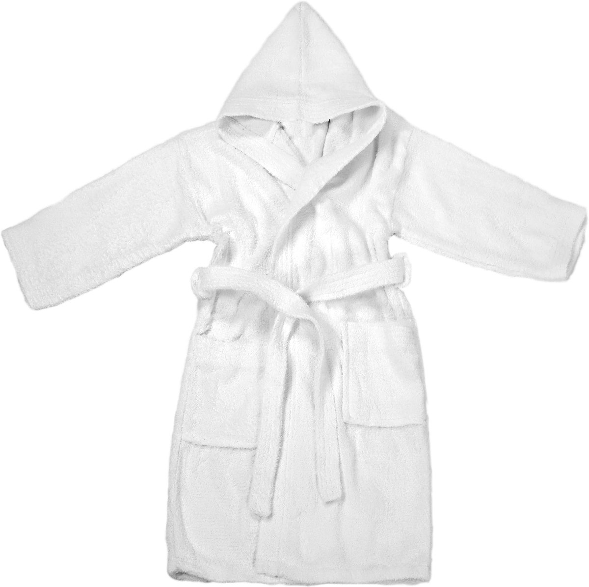 SnelShoppen - Badjas voor Kinderen Uniseks, 100% Katoen, Oeko-Tex®, Zachte Pluche, 2 Zakken, Riem, Capuchon, Voor Jongens en Meisjes, Ideaal voor Thui