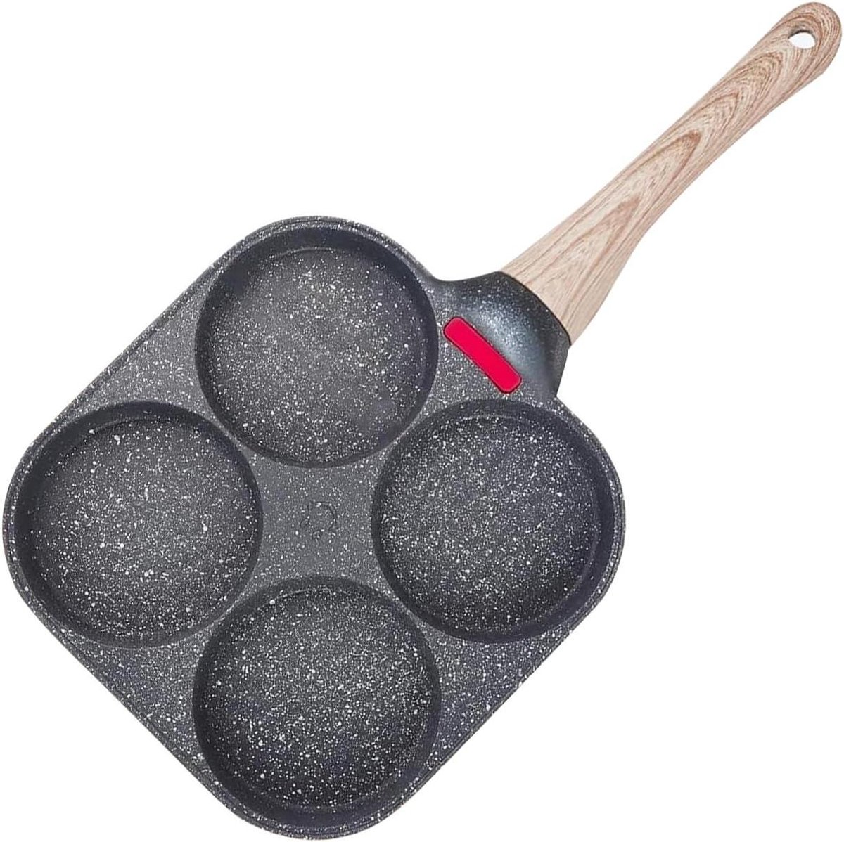 Eierpan 4 porties - Omeletpan Grillpan - Ontbijt Maken - Temperatuurindicator - 18 x 38 cm - Zwart