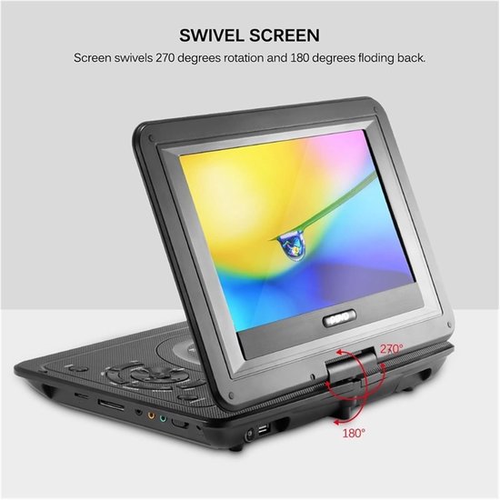 Draagbare DVD Speler - Auto DVD Speler - Films Kijken - 270 Graden Rotatie - 13.9 Inch - Zwart — afbeelding 2
