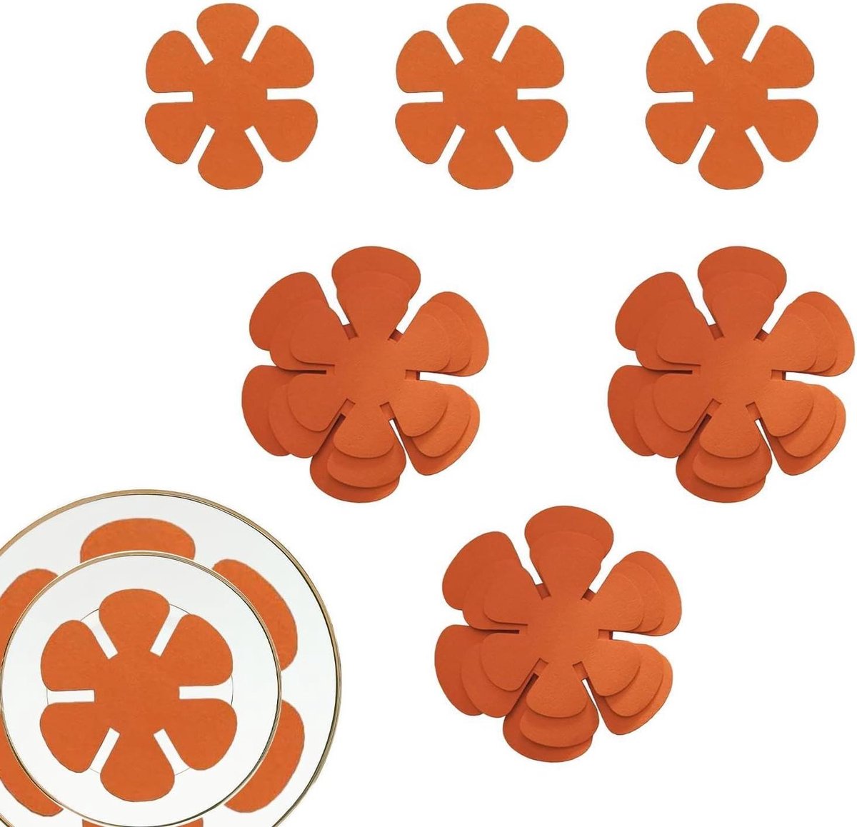Pannenbeschermers - Kookgerei Beschermers - Krasvrij Stapelen - Herbruikbaar Viltmateriaal - 12 stuks 3 maten - Oranje