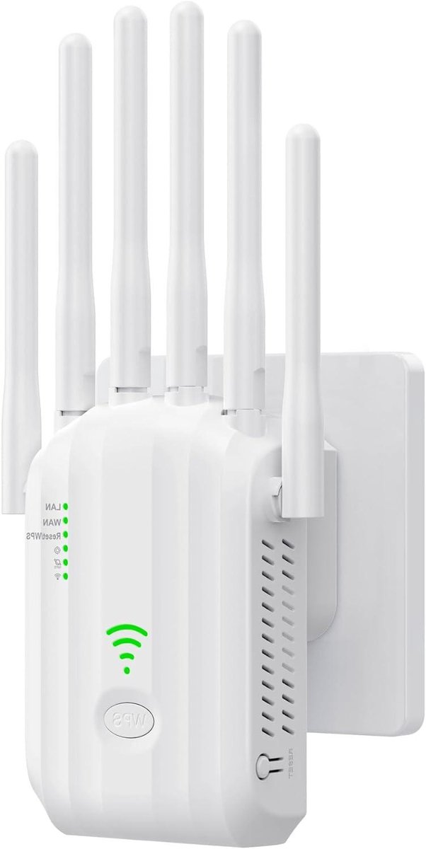 Wifi Versterker - Repeater Router - Dode Hoeken Elimineren - 6 Antennes - 1700 m² - Wit