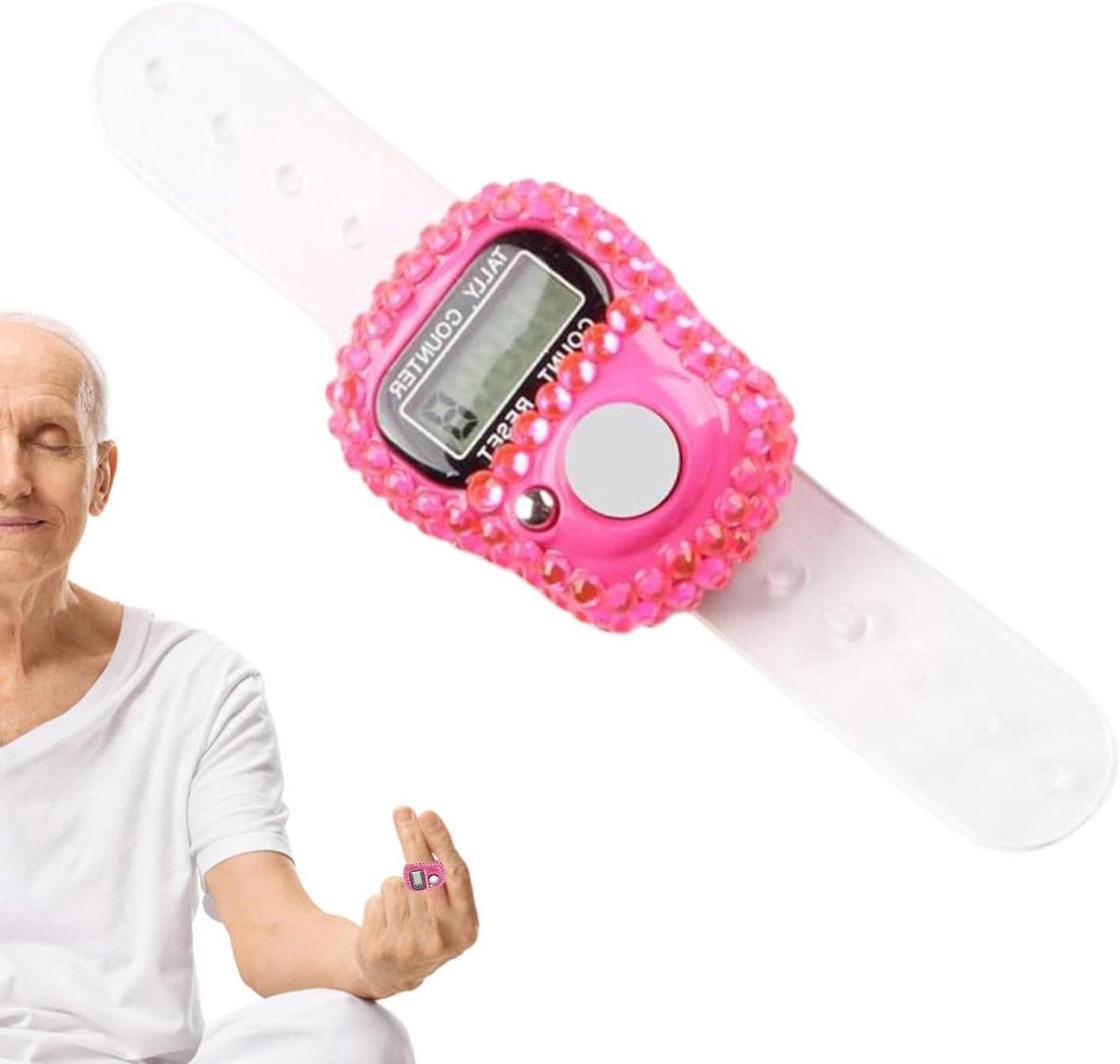 Digitale Vingerteller - Elektronische Teller Telteller - Activiteiten Bijhouden - Met Achtergrondverlichting - 19 g - roze