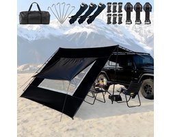 SnelShoppen - Canopy voor Camper 2.8x4.8m – Voorkant Tent voor Caravan en Campingbus – Waterdichte SUV Achterklep Tent met Raam – Universele Carport m
