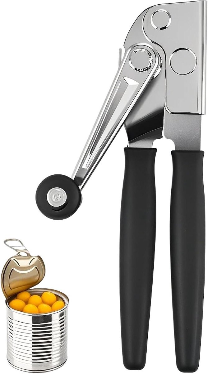 Blikopener Roestvrij Staal - Flesopener - Keuken Hulp - 360 Graden Draaibaar - 22.5 cm Lengte - Zilverkleurig