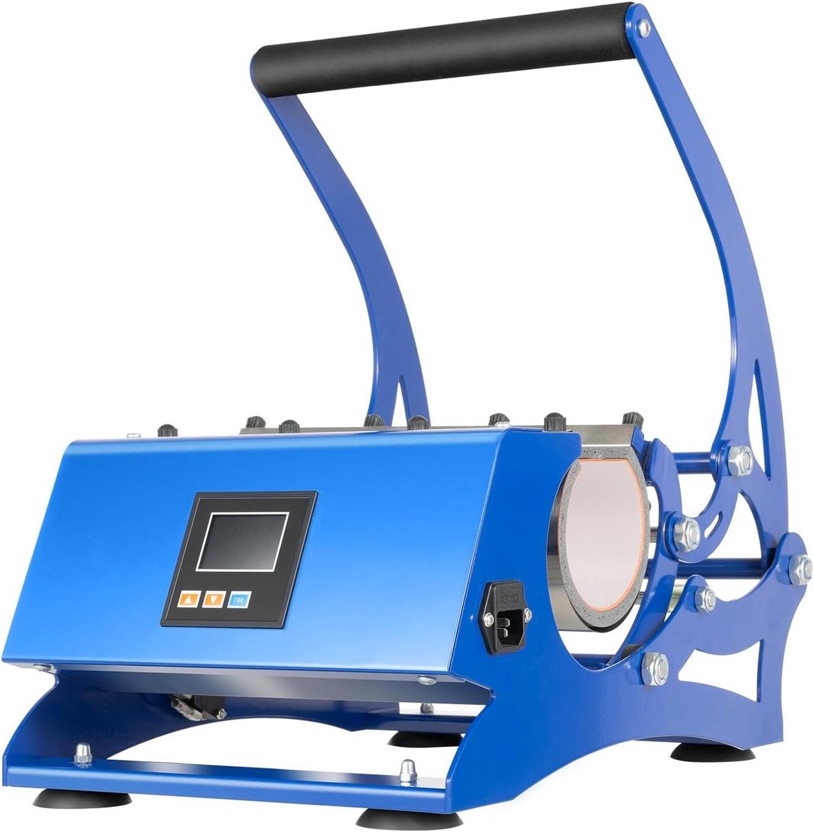 Bekerpers 6-in-1 - Transferpers Hittepers - Mokken Personaliseren - Verwisselbare Onderdelen - 500 W - Blauw Zwart