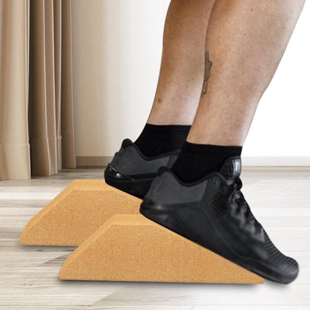 2 stuks kurken yoga blokken antislip helling mobilisatie wiggen - spieren stretchen - squats en deadlifts
