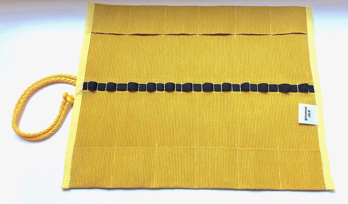 Pencil Case Roll - Etui Pennenhouder - School Lessons - 100% Cotton - 12/16 Pens - Yellow